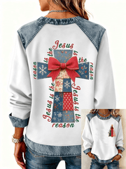 Women's Christmas Cross Print Casual Top
