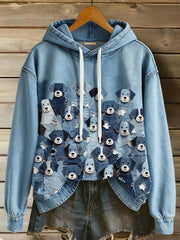 Women's Denim Puppy Hoodie