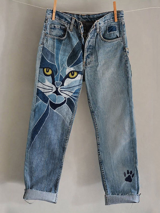 Women's Vintage Cat Casual Pants