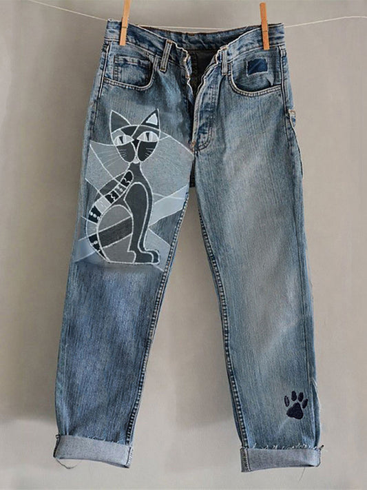 Women's Vintage Cat Casual Pants