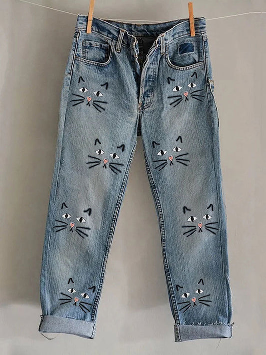 Women's Vintage Cat Casual Pants