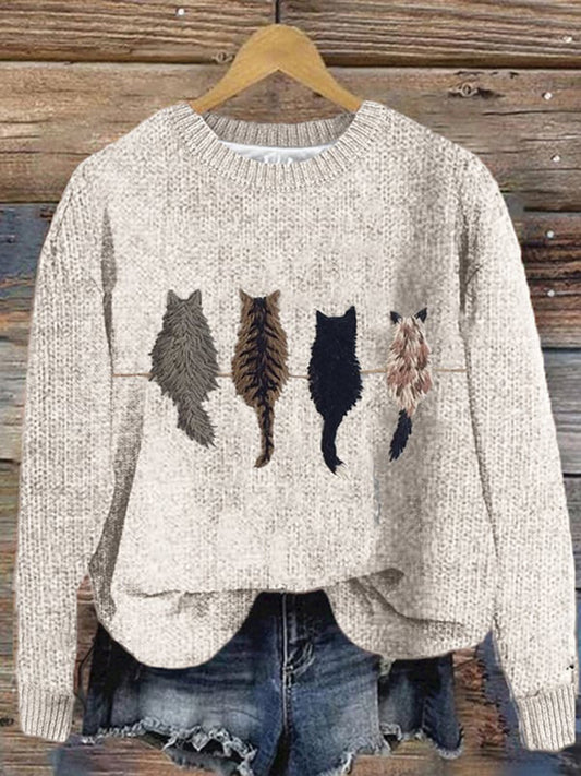 Women's Cute Cat's Back View Sweater